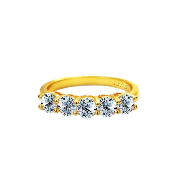 Moissanite Five-star Row Diamond Ring Platinum Women - Image 6